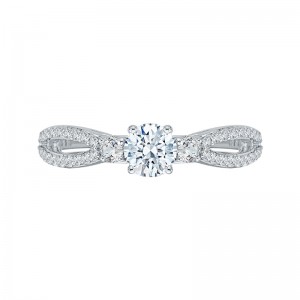 Split Shank Round Diamond Engagement Ring in 14K White Gold