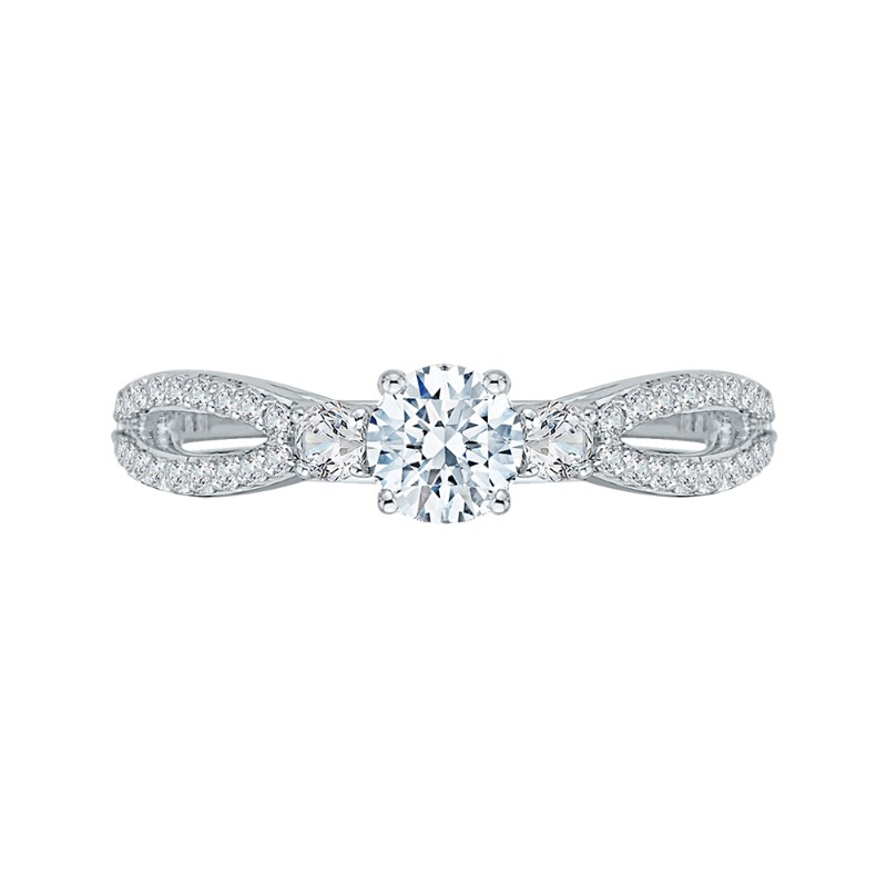 Split Shank Round Diamond Engagement Ring in 14K White Gold