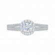 Split Shank Round Diamond Halo Engagement Ring In 14K White Gold