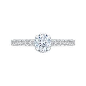 Diamond Floral Engagement Ring in 14K White Gold
