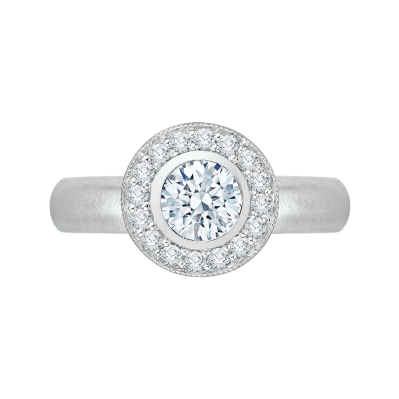 Round Diamond Halo Engagement Ring in 14K White Gold
