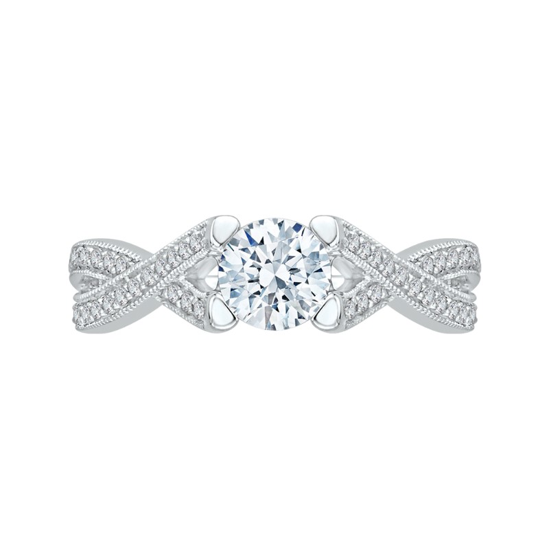 Split Shank Round Diamond Engagement Ring in 14K White Gold