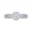 Split Shank Diamond Halo Engagement Ring in 14K White Gold