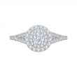 Split Shank Double Halo Diamond Engagement Ring In 14K White Gold