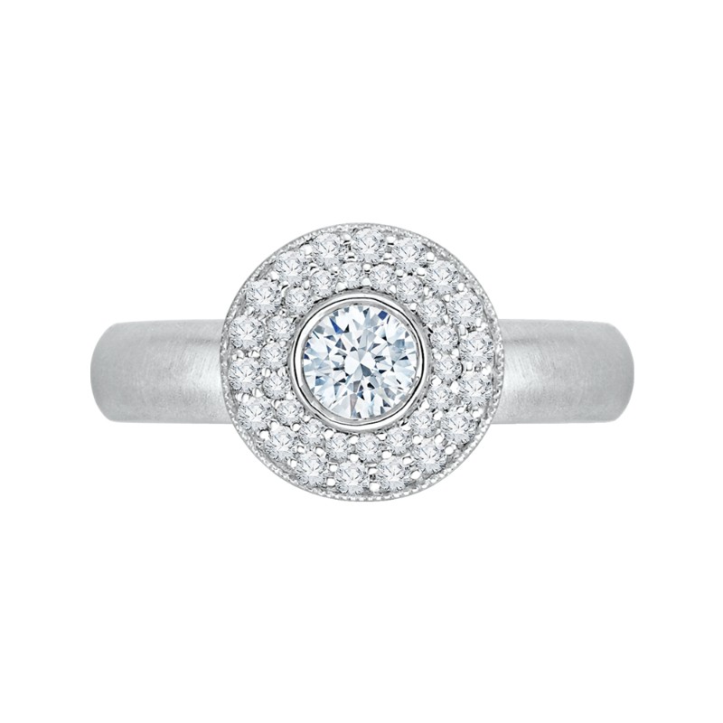 Diamond Double Halo Engagement Ring in 14K White Gold