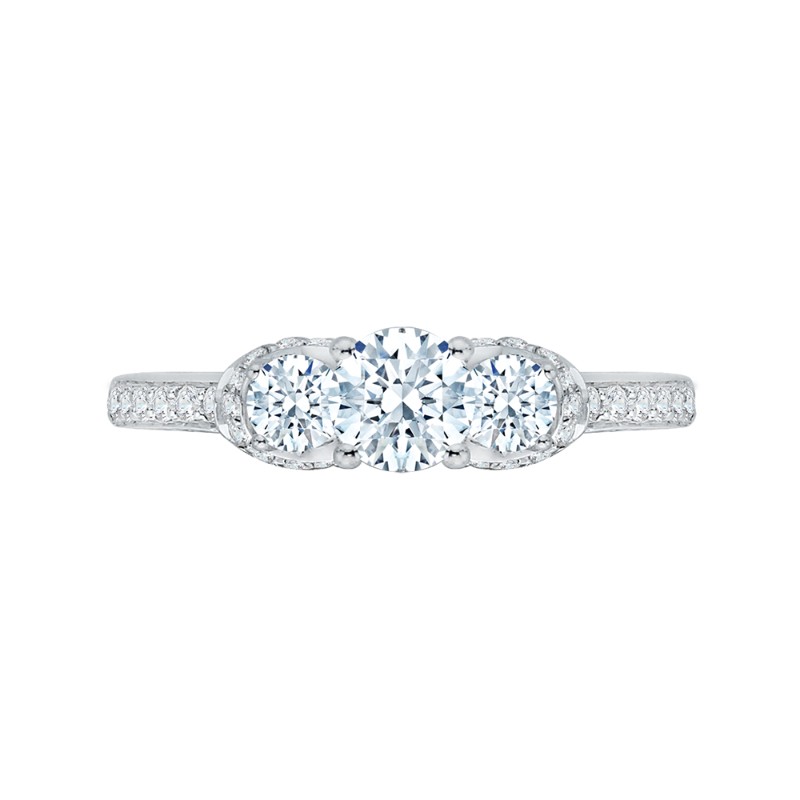 Diamond Three-Stone Engagement Ring In 14K White Gold