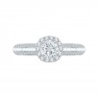 Diamond Halo Cathedral Style Engagement Ring in 14K White Gold
