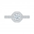 Round Diamond Octagon Shape Halo Engagement Ring in 14K White Gold