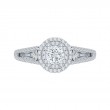 Split Shank Round Diamond Double Halo Engagement Ring in 14K White Gold