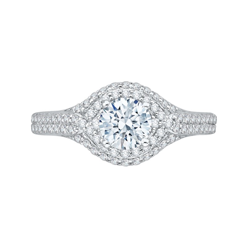 Round Diamond Engagement Ring in 14K White Gold