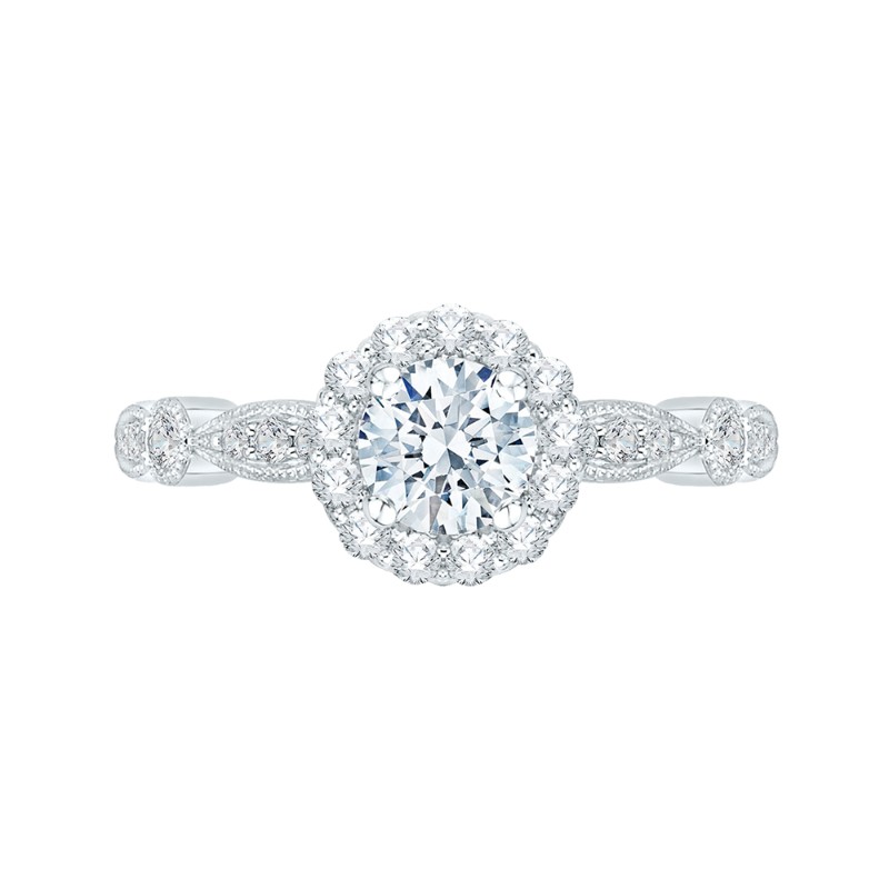 Diamond Halo Engagement Ring in 14K White Gold