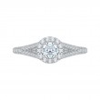 Split Shank Round Diamond Halo Engagement Ring in 14K White Gold
