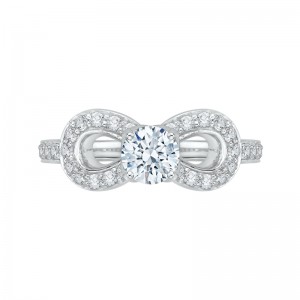 Round Diamond Infinity Engagement Ring in 14K White Gold