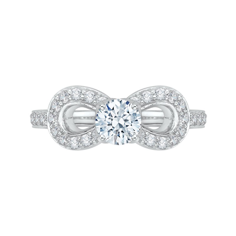 Round Diamond Infinity Engagement Ring in 14K White Gold
