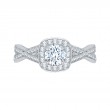 Split Shank Round Diamond Halo Engagement Ring in 14K White Gold