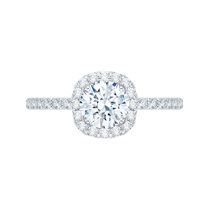 Round Diamond Halo Engagement Ring in 14K White Gold