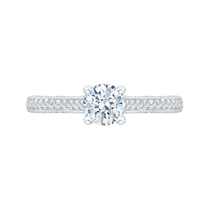 Diamond Cathedral Style Engagement Ring In 14K White Gold