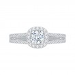 Split Shank Round Diamond Halo Engagement Ring in 14K White Gold