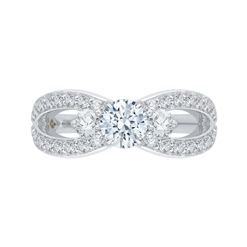 Split Shank Diamond Three-Stone Engagement Ring in 14K White Gold