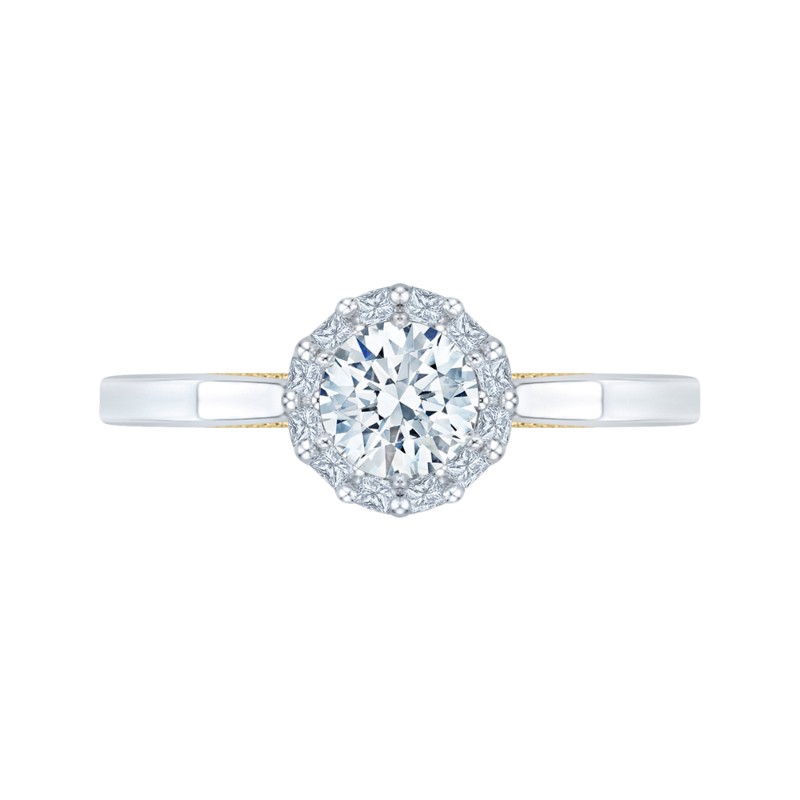 Round Diamond Halo Engagement Ring in 14K Two Tone Gold