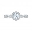 Round Diamond Floral Halo Engagement Ring in 14K White Gold