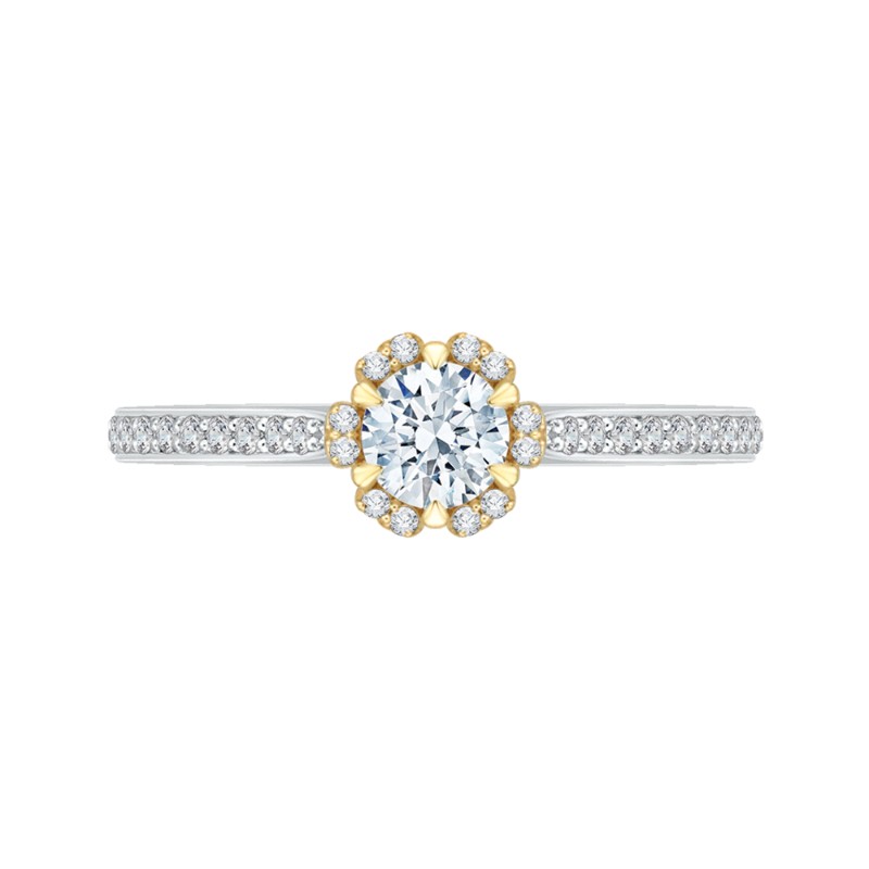 Round Diamond Engagement Ring in 14K Two Tone Gold