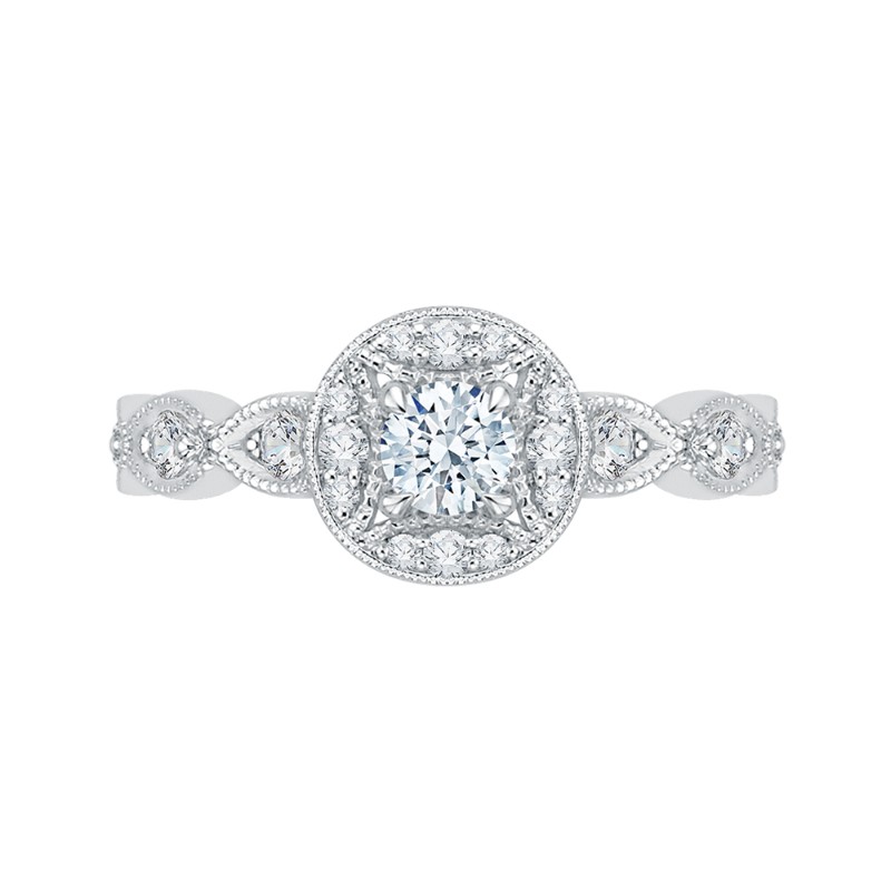 Diamond Halo Engagement Ring in 14K White Gold