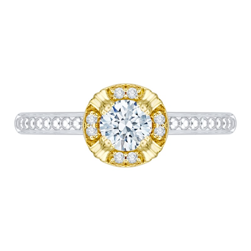 Round Diamond Engagement Ring in 14K Two Tone Gold