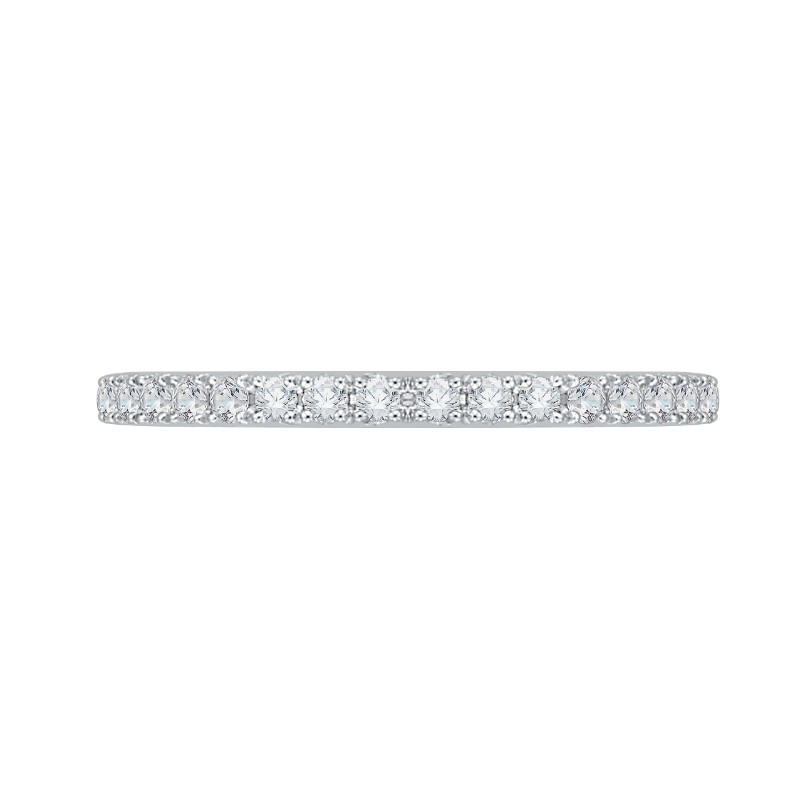 Round Diamond Half-Eternity Wedding Band in 14K Two Tone Gold