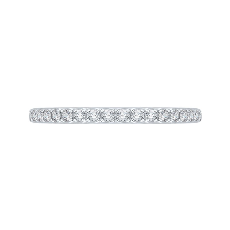 Round Diamond Half-Eternity Wedding Band in 14K Two Tone Gold