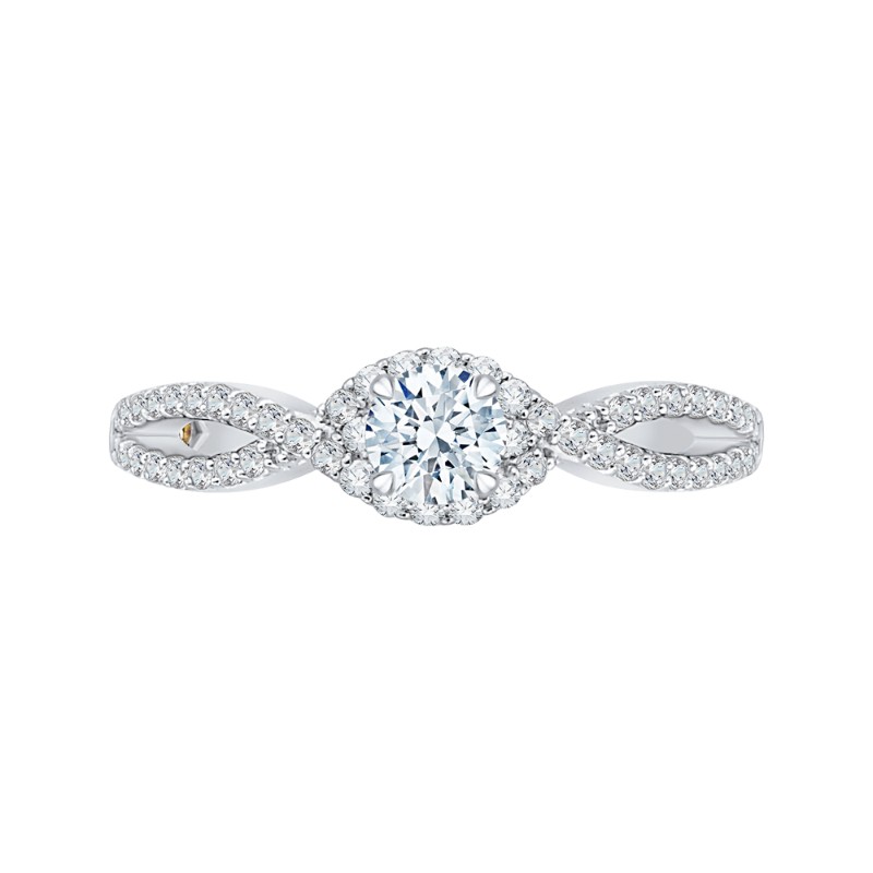 Split Shank Round Diamond Engagement Ring in 14K White Gold