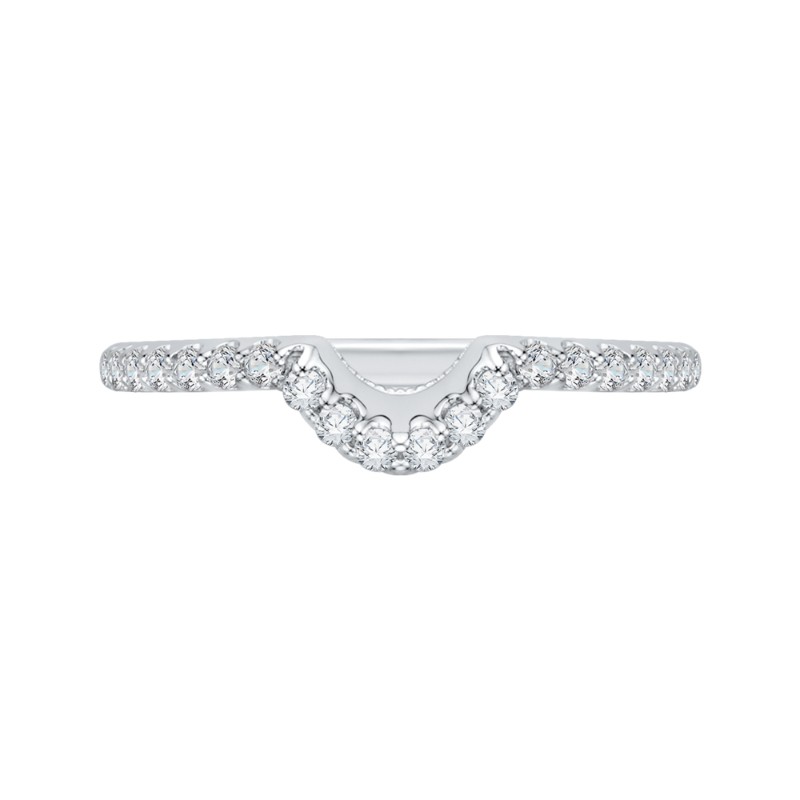 Round Diamond Half-Eternity Wedding Band in 14K White Gold