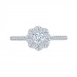 Diamond Floral Halo Engagement Ring in 14K White Gold