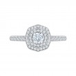 Diamond Octagon Shape Double Halo Engagement Ring in 14K White Gold