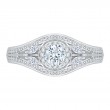 Split Shank Round Diamond Halo Engagement Ring in 14K White Gold