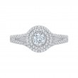 Round Diamond Double Halo Engagement Ring with Spit Shank in 14K White Gold