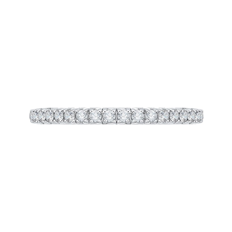 Round Diamond Half-Eternity Wedding Band in 14K Two Tone Gold