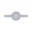 Round Diamond Double Halo Engagement Ring in 14K Two Tone Gold