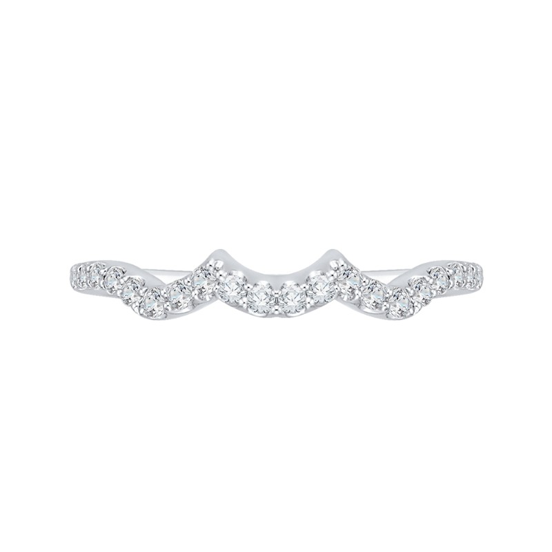 Round Diamond Half-Eternity Wedding Band in 14K White Gold