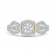 Split Shank Round Diamond Double Halo Engagement Ring in 14K Two Tone Gold