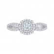 Split Shank Round Diamond Double Halo Engagement Ring in 14K White Gold
