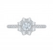 Diamond Floral Halo Engagement Ring in 14K White Gold