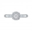 Round and Princess Cut Diamond Double Halo Engagement Ring in 14K White Gold