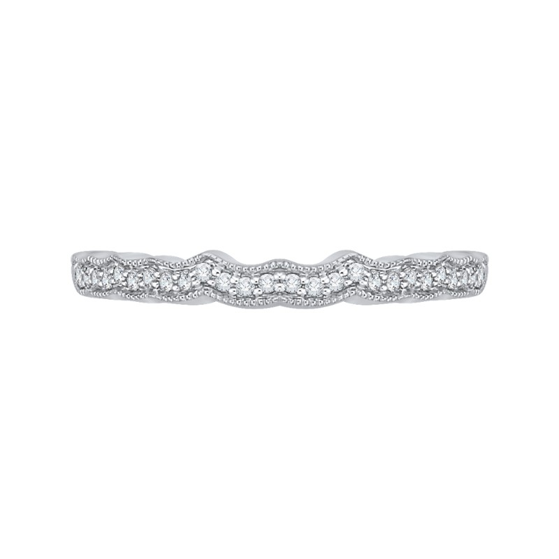 Round Diamond Half-Eternity Wedding Band in 14K White Gold