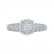 Round Diamond Double Halo Floral Engagement Ring in 14K White Gold