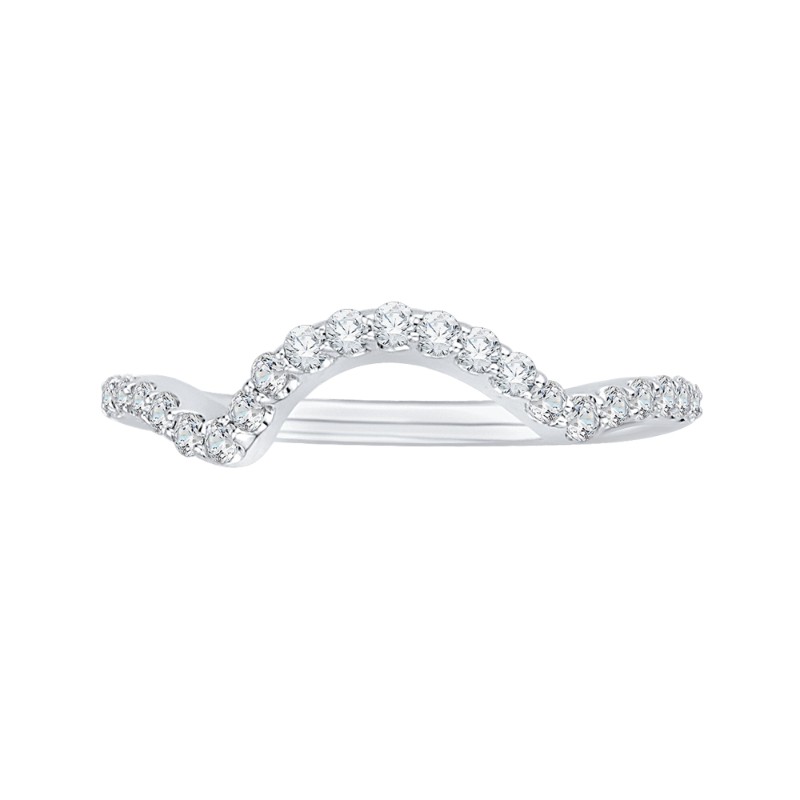 Round Diamond Half-Eternity Wedding Band in 14K White Gold