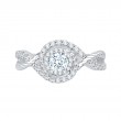 Round Diamond Criss-Cross Halo Engagement Ring in 14K White Gold