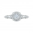 Round Diamond Double Halo Vintage Engagement Ring in 14K White Gold