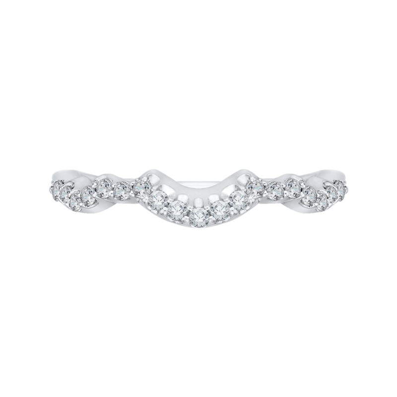 Round Diamond Half-Eternity Wedding Band in 14K White Gold