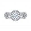 Round Diamond Double Halo Engagement Ring in 14K Two Tone Gold